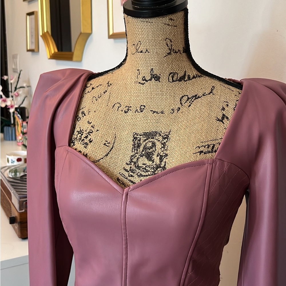 ZARA - Pink Long Sleeve Heart Shaped Neckline Top - Small